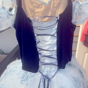 Weissman blue velvet sequin dance costume. Size Kids XXLC